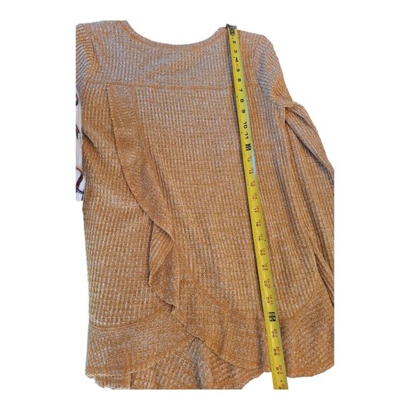 Anthropologie Waffle Thermal Knit Tunic Mustard Gold Saturday Sunday Small - Picture 8 of 12